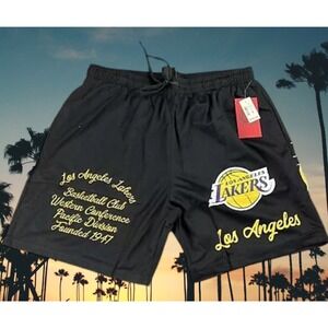 NWT Ultra Game NBA Lakers Mesh Shorts Men's L Purple Yellow Basketball Fan‎